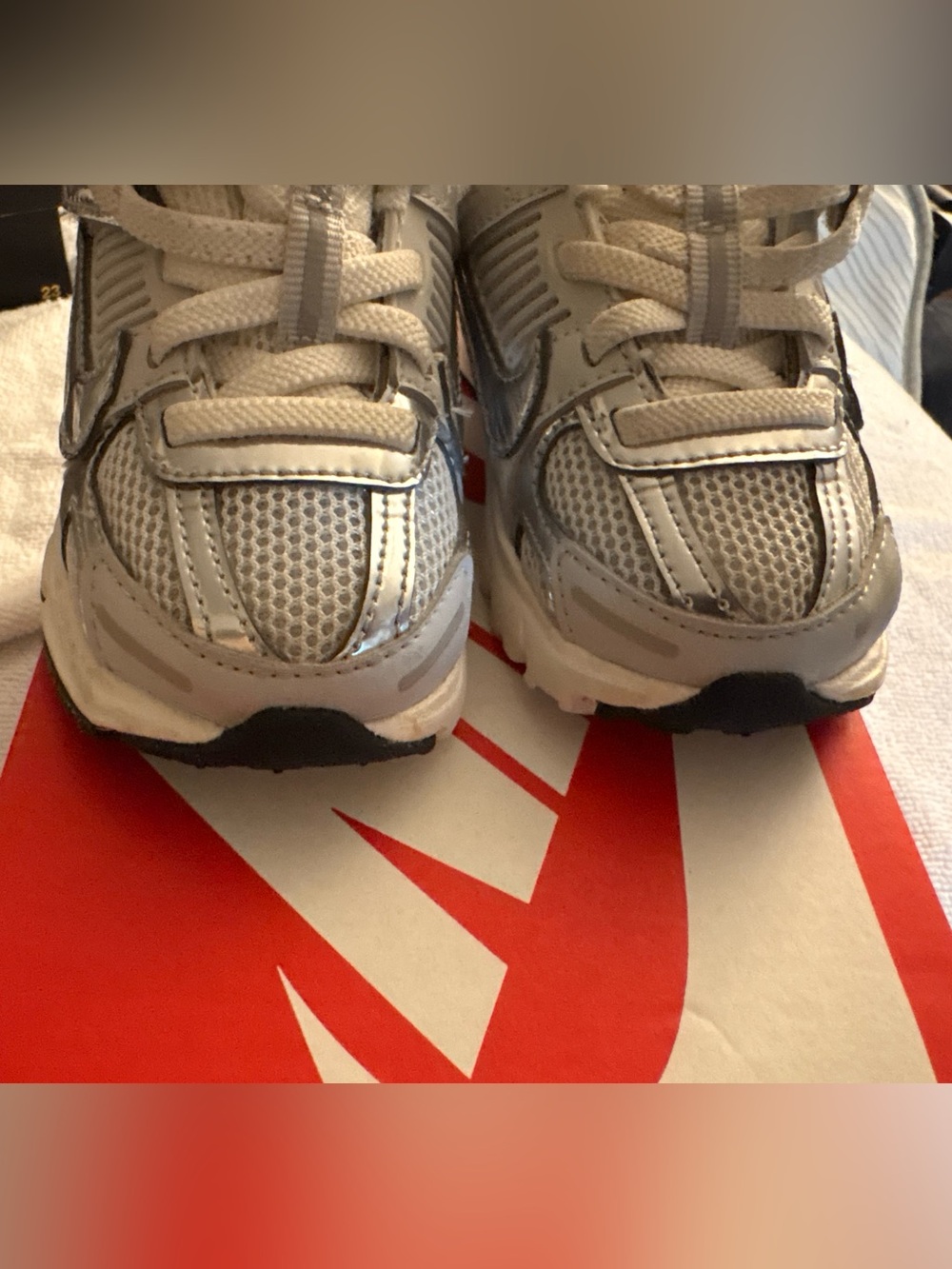 Nike Kids Silver and White Sneakers